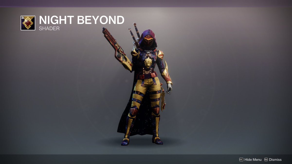 D2_Director's tweet photo. The Night Beyond shader is available today for Bright Dust! 

‼️ Inventory now changes daily at reset https://t.co/lOdUU2w0fx