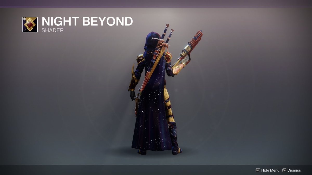 D2_Director's tweet photo. The Night Beyond shader is available today for Bright Dust! 

‼️ Inventory now changes daily at reset https://t.co/lOdUU2w0fx