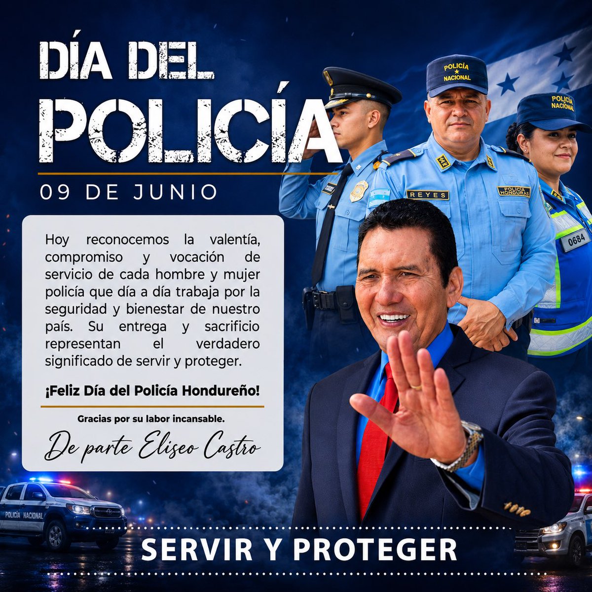 EliseoCastroP's tweet photo. Gracias a cada policía que trabaja con valentía por la paz y seguridad de Honduras. https://t.co/cKLVJG2knC