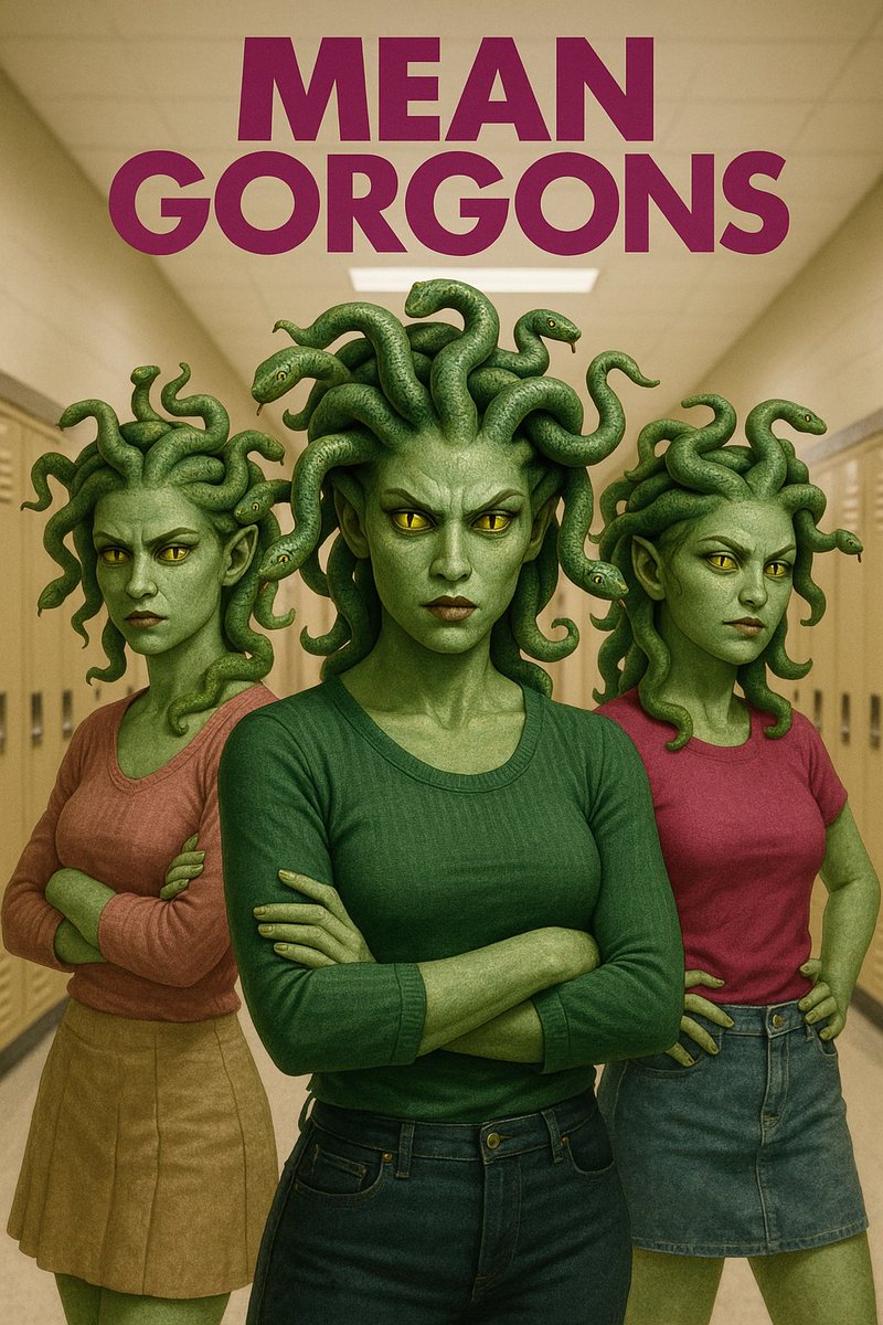 PlainPhillip's tweet photo. They don’t throw shade. They petrify.
Mean Gorgons: high school drama with a mythological bite.
#MeanGirls #Gorgons #Fantasy https://t.co/m8FDebwun7