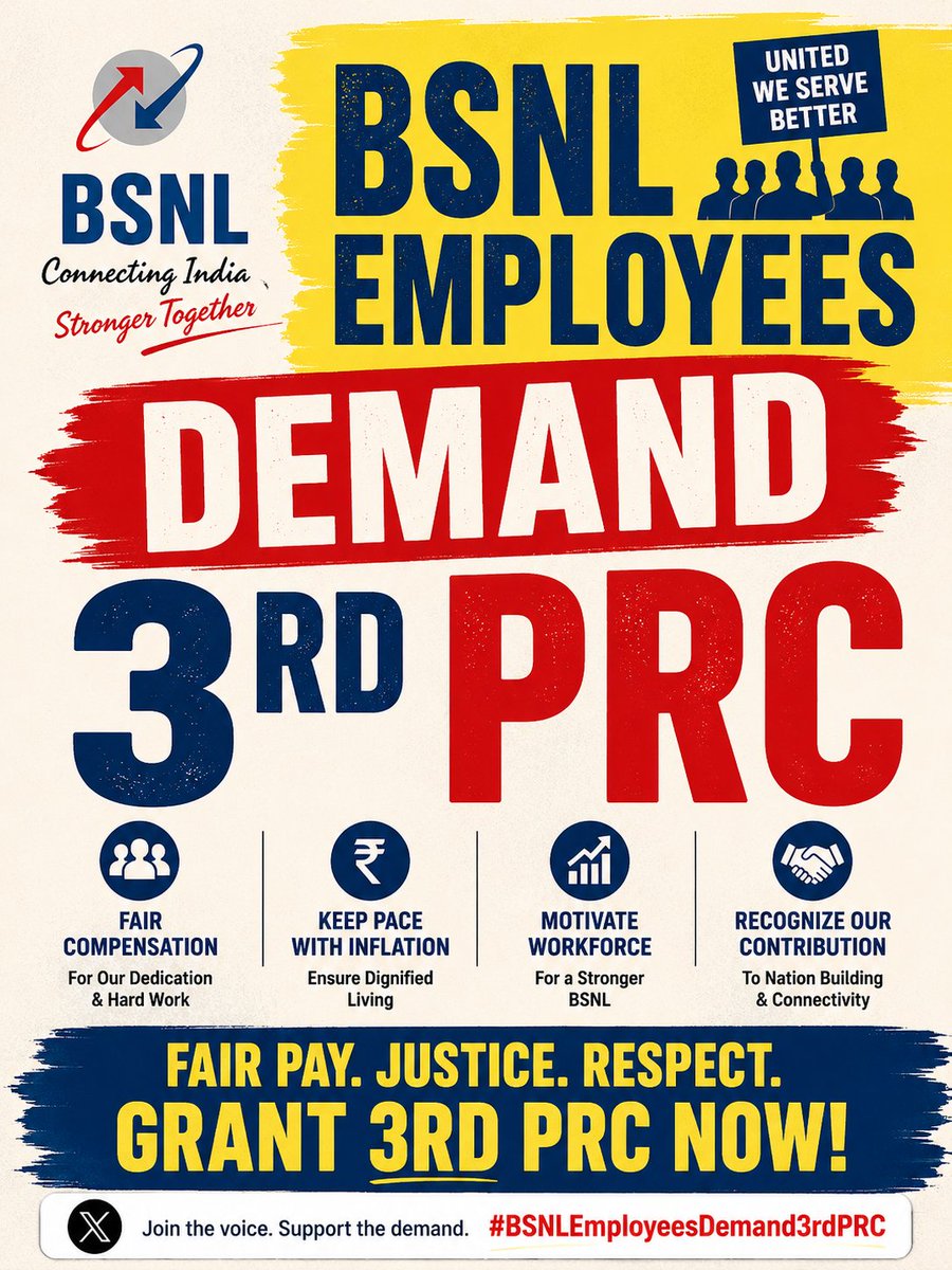 aigetoahpbsnl's tweet photo. #EndPayDisparityInBSNL #SupportBSNLGrowth #BDM #AIGETOA #BTEU #3rdPRC @PMOIndia @JM_Scindia @DoT_India @PemmasaniOnX @DrJitendraSingh @mansukhmandviya @CMDBSNL @BSNLCorporate
@ETTelecom @BDM_BSNL @BMSkendra @BmsBojji @GSAIGETOA @gsbteubsnl https://t.co/ziReWAxxx2