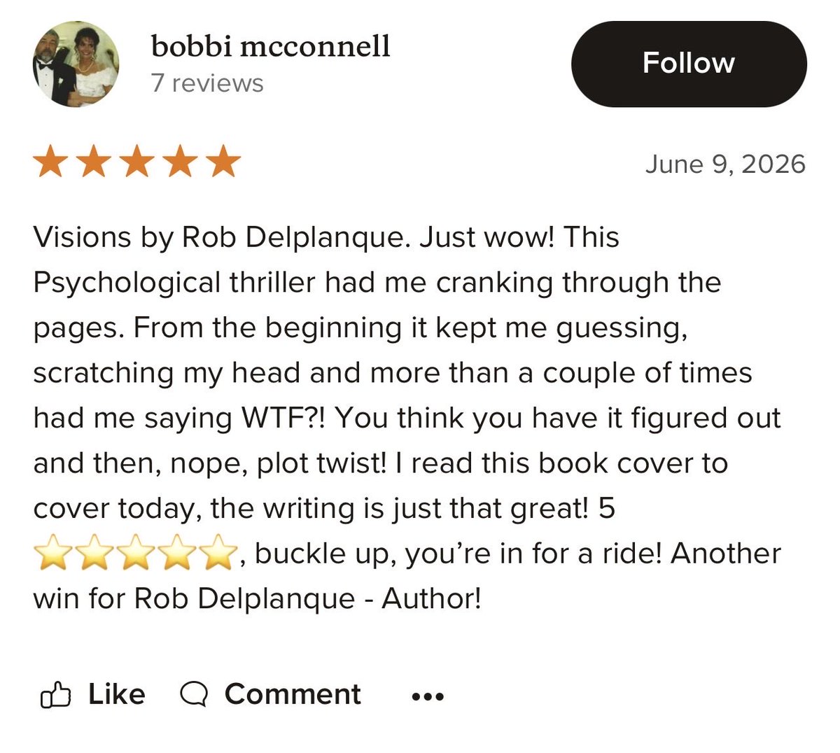 RobDelplanque's tweet photo. VISIONS — the new 5⭐️ psychological thriller that everyone’s talking about

#booktok
#psychthriller
#bestseller
 #ShamelessSelfPromoTuesday https://t.co/rHmY8sWTXW