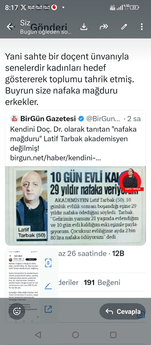 BirselLknur's tweet photo. Arı kovanına çomak sokmusuz. Aynı yerden düğmeye basıldı.
Latif Tarbak üzerinden #nafaka mağdurlarına itibar suikastı yapıyorlar.
10 gün evlilik 3O yıl nafaka ödediği 2018 de haberi yapıldı.
Dosyası haber yapan basın ve ilgili kurumlar tarafından incelendi. 
Yalancılar ! https://t.co/rsU5nrOofe