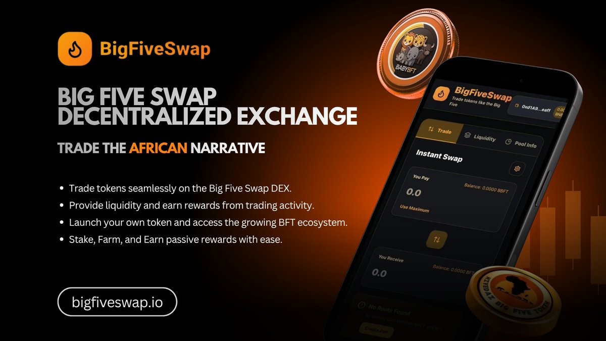 bigfivehodler's tweet photo. 🌍 The $BFT ecosystem is set to become a major player in Africa's Web3 future.

With a global vision, the #BigFiveSwap DEX is providing a foundation for African and international projects and communities to build, grow, and connect. 🌐

Trade now: https://t.co/S6UqCgaIhz 🚀 https://t.co/nKhMNwBsze