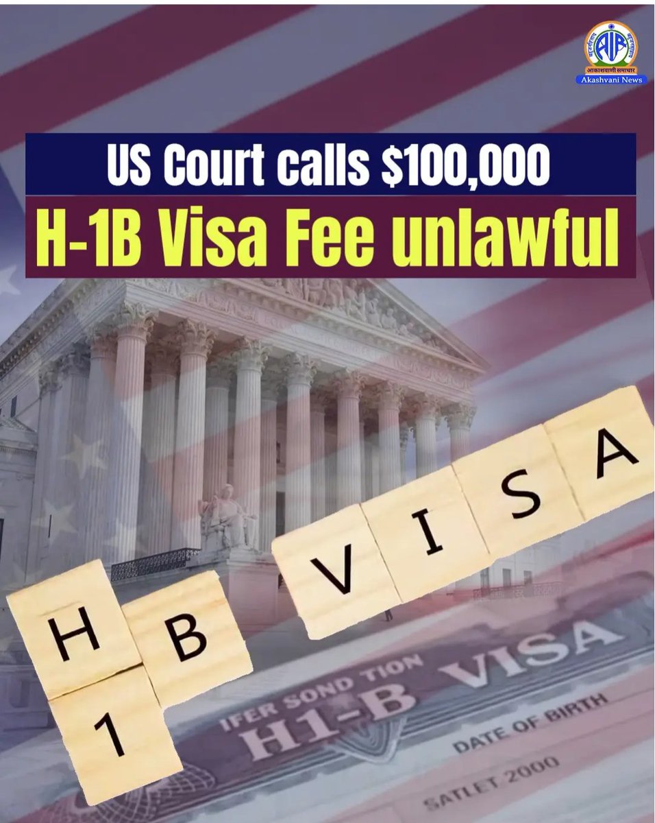 SanatanPrabhat's tweet photo. Big updates on US immigration: The court has officially blocked the $100k H-1B visa fee! 🛑

While this brings massive immediate relief to skilled workers &amp; global tech firms, the broader landscape stays uncertain.

​#H1B #Immigration #TechTalent
PC: @airnewsalerts https://t.co/I7wfoXTw5U
