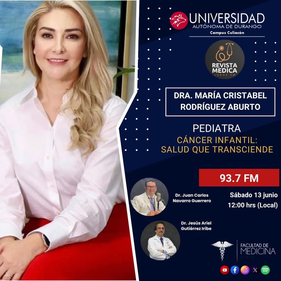 revistaloboscln's tweet photo. 🎙️🩺 Este sábado en #RevistaMédicaLobosFM
Hablaremos sobre “Cáncer Infantil: Salud que trasciende” con la Dra. María Cristabel Rodríguez Aburto (Pediatra). 💛
¡Detección oportuna y esperanza!
📻 93.7 FM
📅 Sáb 13/Jun
🕛 12:00 h
🎙️ @drjcnavarro y Dr. Ariel Gutiérrez https://t.co/0UF7xj440b