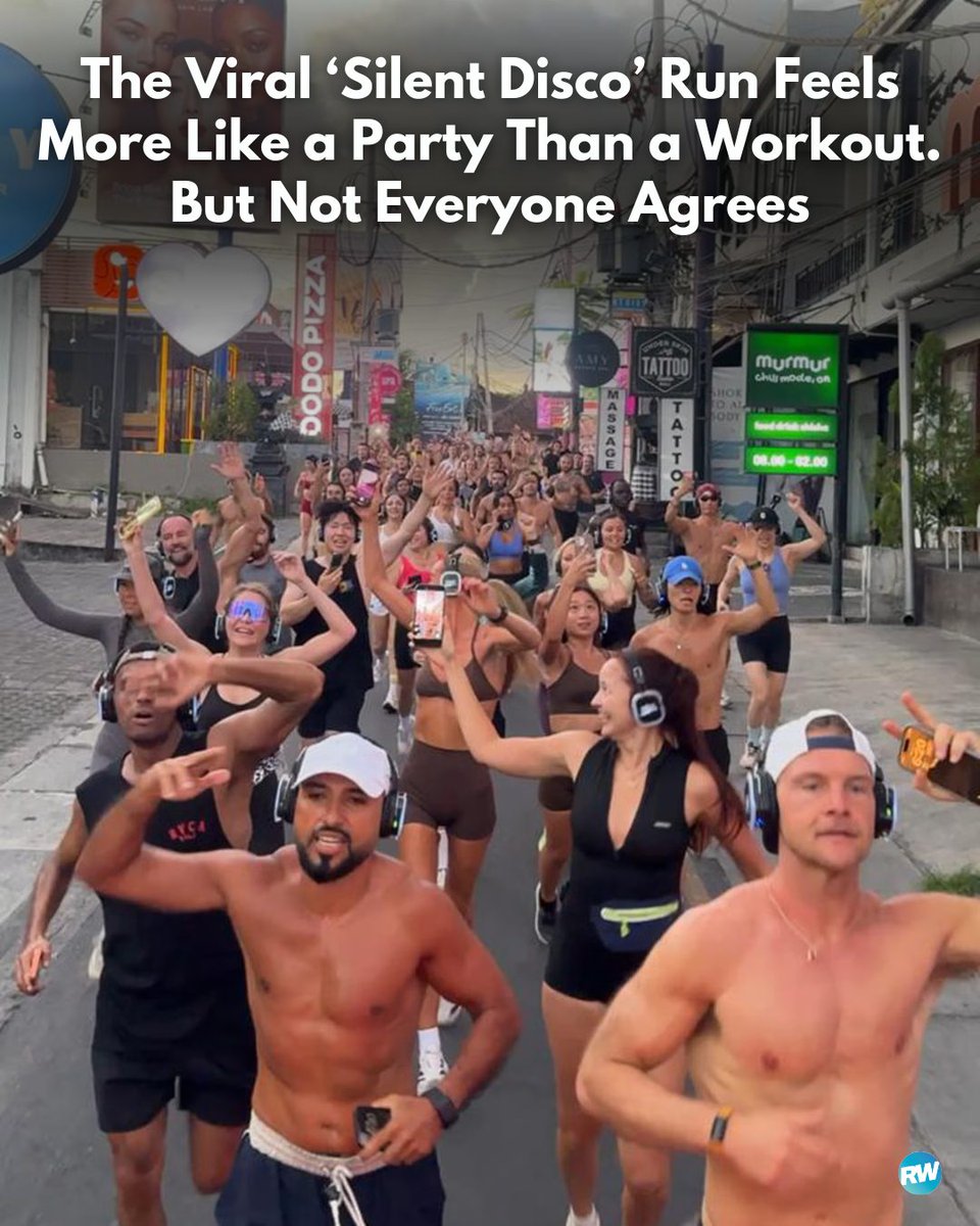 runnersworld's tweet photo. A run club in Bali decided to turn a 5:30 a.m. sunrise run into a silent disco. A huge crowd turned out to snag their headphones and hit the streets—but not everyone saw it as harmless fun.

https://t.co/x1ZhyWwIyW https://t.co/Uog0HFVx1b