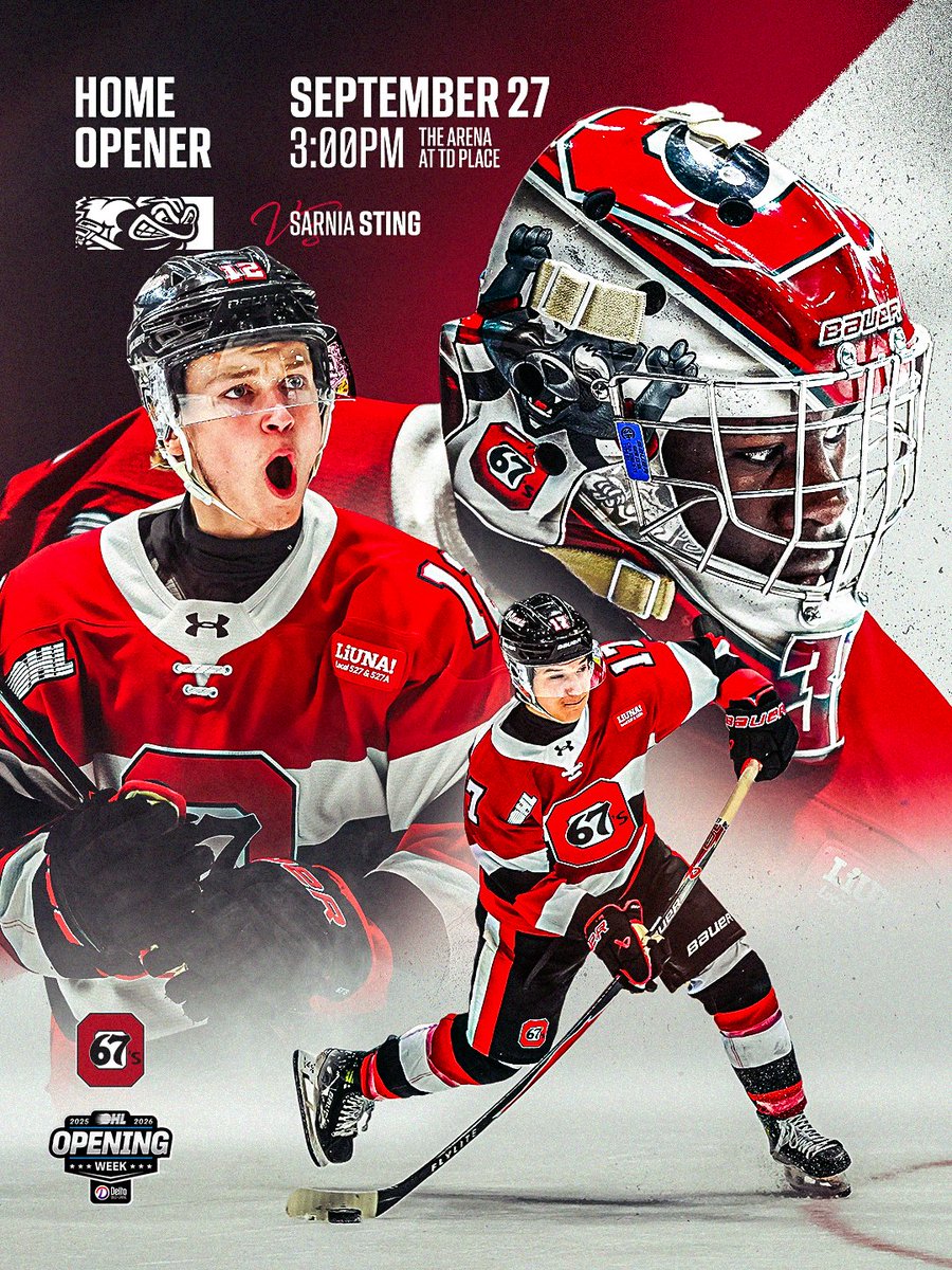 Ottawa67sHockey's tweet photo. Time to start the countdown! 👁️

Ottawa hockey is BACK at @TD_Place on Sunday, September 27, at 3:00 p.m., as we welcome the Sarnia Sting for our 2026-27 Home Opener!

📰 | Details: https://t.co/Q8sNLL3rGx https://t.co/vtB46MarPj