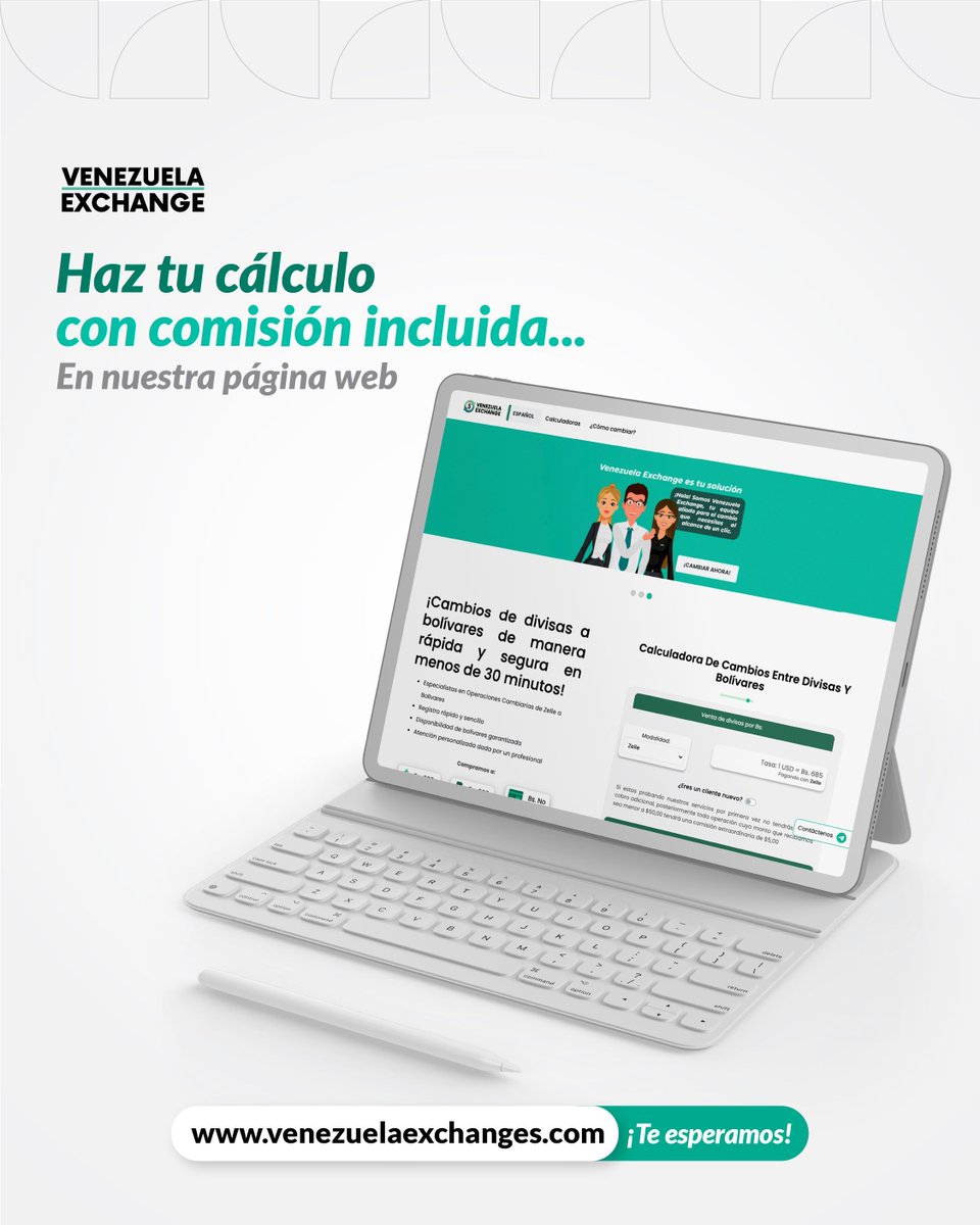 Vzlaexchanges's tweet photo. Accede a nuestra página web y utiliza nuestra Calculadora Digital de Cambio para saber cuánto recibirás antes de realizar tu cambio con nosotros. 💪🏻

#VenezuelaExchange #ExchangeVenezuela #CalcularDivisasABolívares https://t.co/AEpKQjACWY
