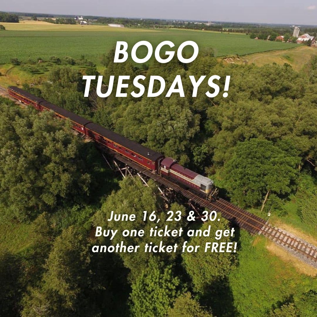 WCRailway's tweet photo. On June 23 and 30, buy one regular-priced Adult or Senior ticket and get a second ticket FREE on the Heritage Hopper!
Tickets and full details: https://t.co/5yjnnQhLw4
Some restrictions may apply, visit our website for details. https://t.co/GBEaXOoP8O