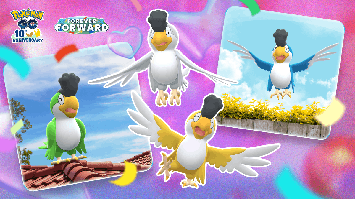 pokemapi's tweet photo. 空を飛ぶ影

📅2026/6/23(火)10時～2026/6/29(月)20時まで

✅イキリンコが初登場！（フィールドリサーチ=地域で異なる、野生=ホワイト）
🌐イエロー、ホワイト：全世界
🌐グリーン：東半球
🌐ブルー：西半球
⭐️GOパスとGOパスボーナスが登場

など

▼https://t.co/kCmjYadx4Y

#ポケモンGO https://t.co/DgRu75beXn