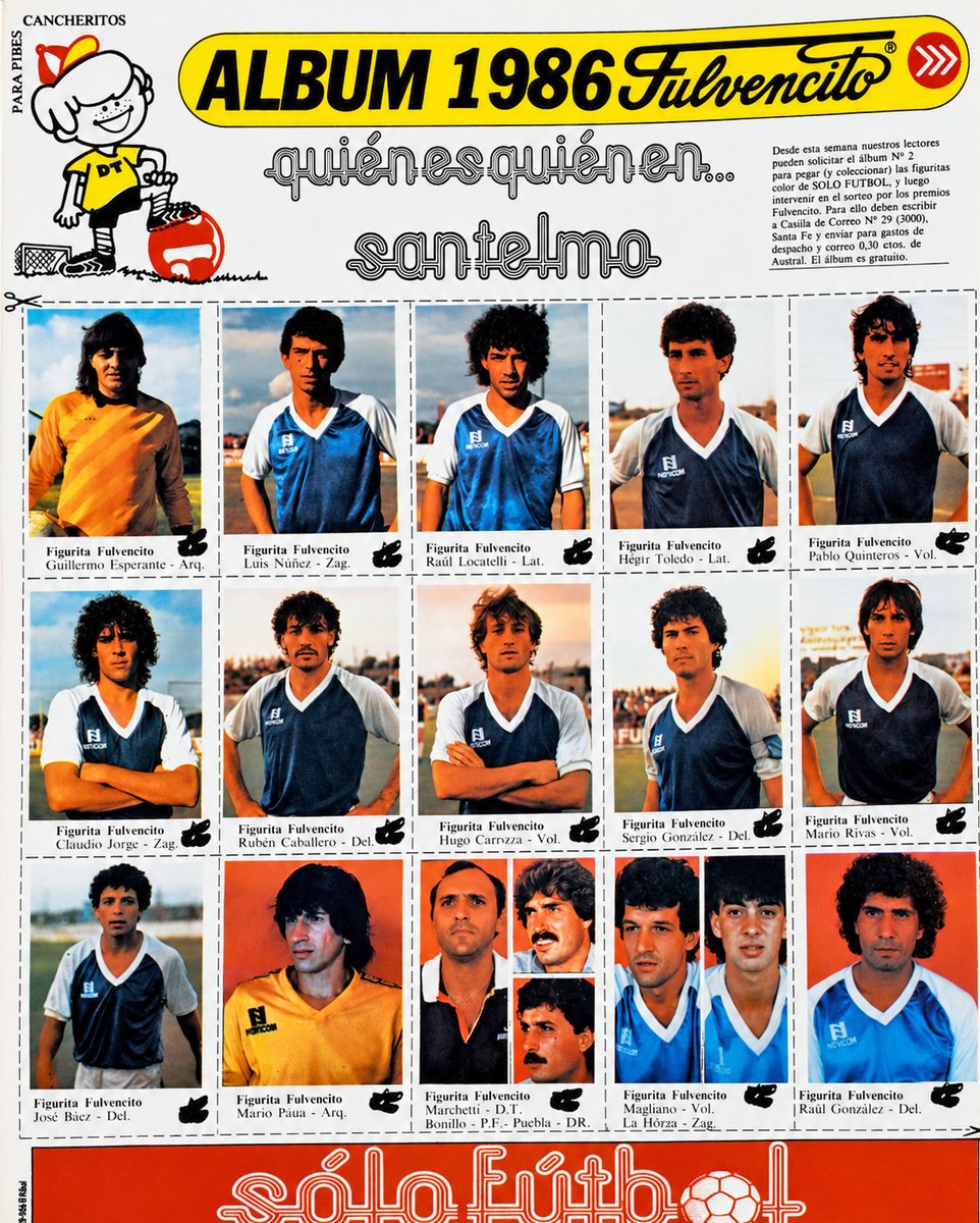 ImborrableTelmo's tweet photo. Hace 40 años la Revista #SóloFútbol publicaba en su sección #FiguritasFulvencito las fichus del #Candombero una religión para los hinchas del ascenso que coleccionábamos el póster central y el mini póster dedicado a la figura del momento. https://t.co/Ne3e9pOUtx