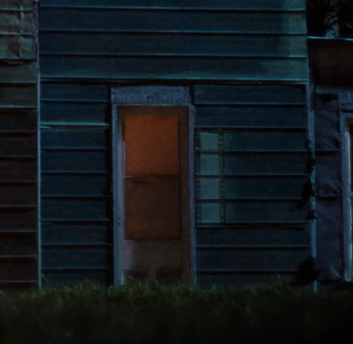 JustGavNBennett's tweet photo. @DeadbyDaylight Oh I found a new one @DeadbyDaylight @MrPope 
Only appears in the Summer Game Fest version of the trailer, instead of chipped paint on the side of the house its what looks like a film real? Could be teasing the DBD Movie will be talked about at the anniversary stream? https://t.co/9A6GNP11NB