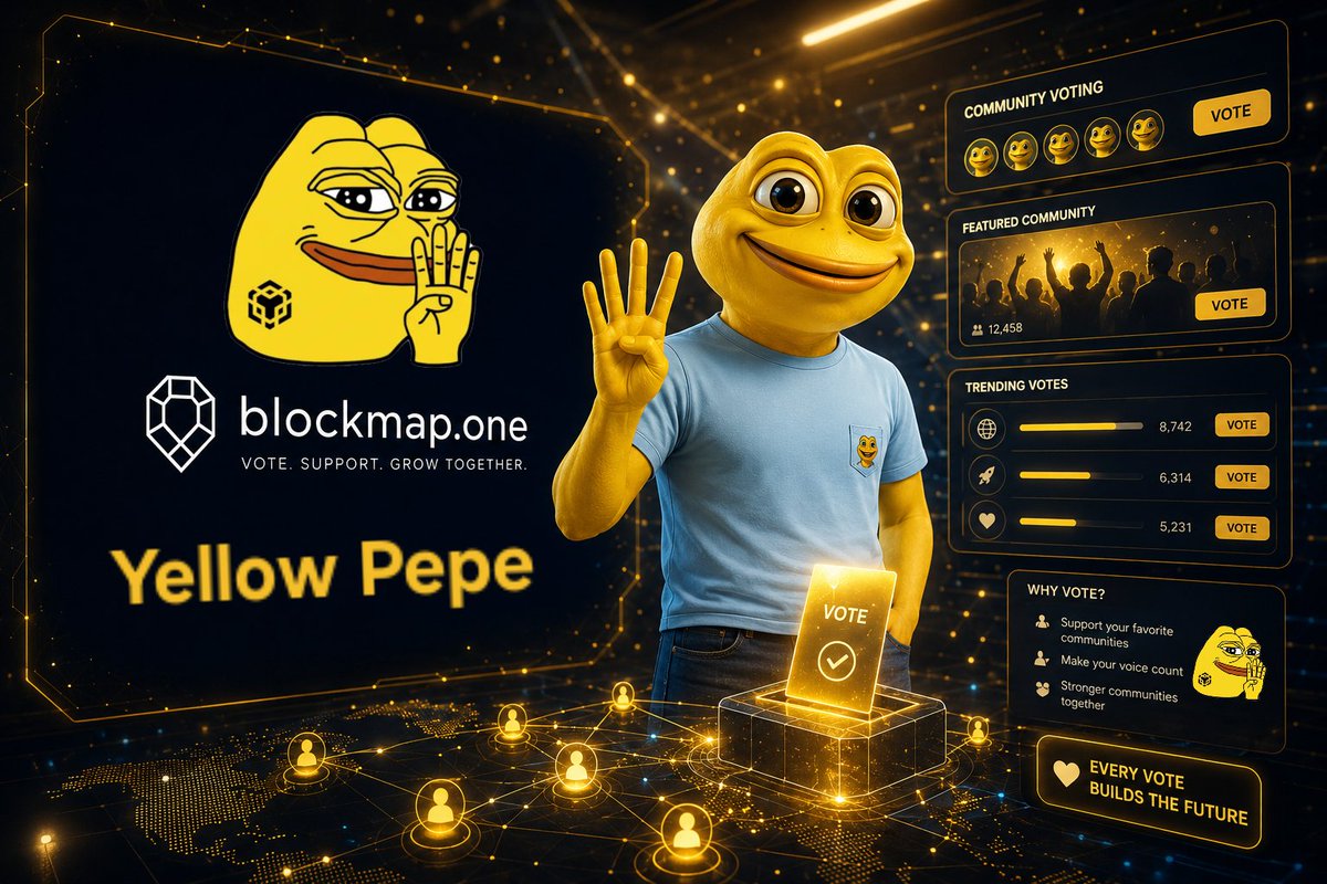 YellowPepe4's tweet photo. Visibility isn't luck.
It's participation. 
$YEPE
Strong communities aren't built by spectators.
They're built by people who take part. 💛
#YEPE #BlockMap #YelloPepe #vote #everyday #meme #community 
CA 0XE9E3D8609E50C333B7E8FAFB1A06F5443CB64444 
https://t.co/Kz6hzKIAHE https://t.co/d2ymFr7kre