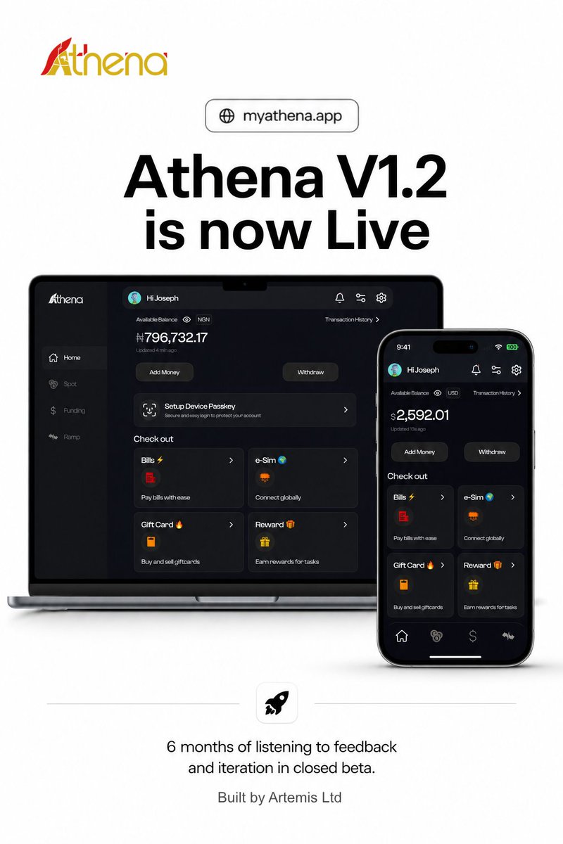 myathena_app's tweet photo. We are officially out of closed beta. V1.2 is now Live 🚀🚀 Start using crypto like real money #comingtoappstore #tradeonathena https://t.co/6G1LyPoXCf