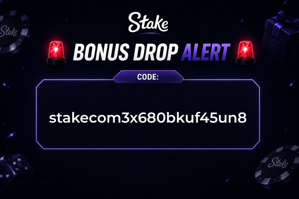 GamblesdotGG's tweet photo. 🎁 New Stake Drop Code!
🔑 Code: stakecom3x680bkuf45un8
💰 Value: $1
📋 Requirements: $4,000 wagered in the last 7 days

🆕 New to Stake? Sign up with code GamblingTips for exclusive rewards & extra bonuses.

🔁 RT + QT for more daily drops & free codes!

#Stake #CryptoCasino #BonusDrop #StakeCode
