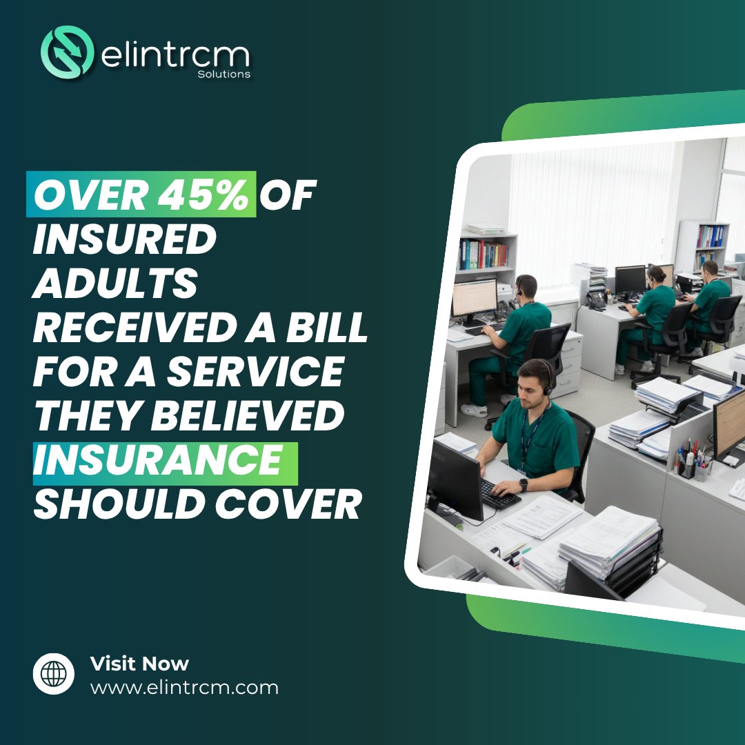 ElintL41402's tweet photo. 45%+ of insured adults have received a medical bill for a service they thought was fully covered.

Accurate eligibility verification helps prevent surprise bills and payment delays.

📞 (469) 405-2826
📧 team@elintrcm.com https://t.co/qk2zmc5mKm