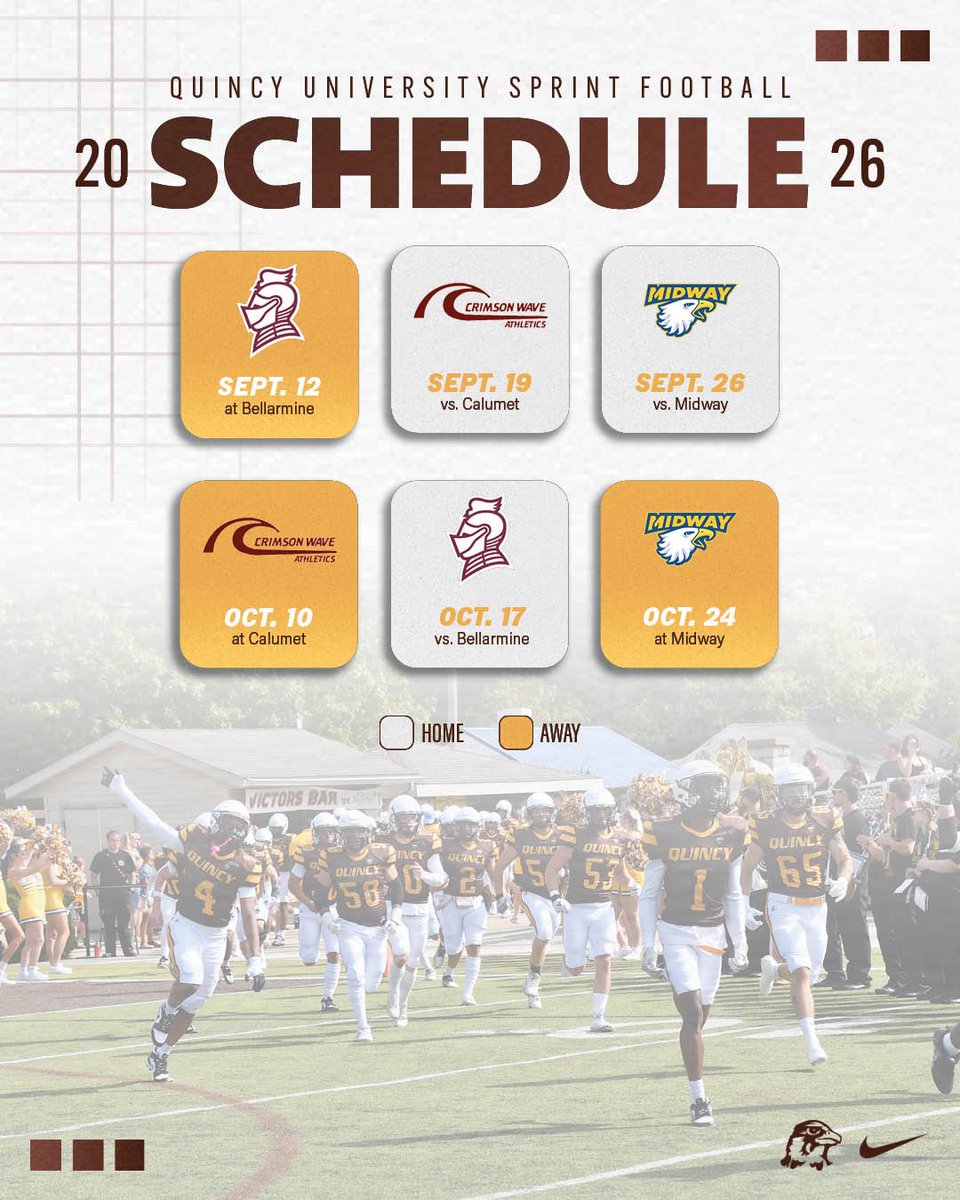 QUHawks's tweet photo. Back for year five. β³π
The 2026 Sprint Football slate is set. See you this fall.
#HawkUp https://t.co/kdci9XcJko