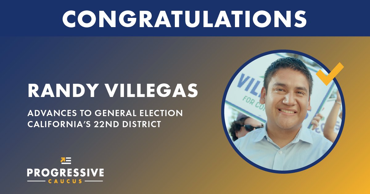 electprogress's tweet photo. Randy was the only #CA22 candidate with a bold progressive agenda, propelling him to victory despite ~$5 million in dishonest outside spending meant to distract voters. His victory was hard-earned— we eagerly anticipate supporting @Villegas_CA22 through Nov &amp; flipping this seat! https://t.co/AxrcmGd2Lf