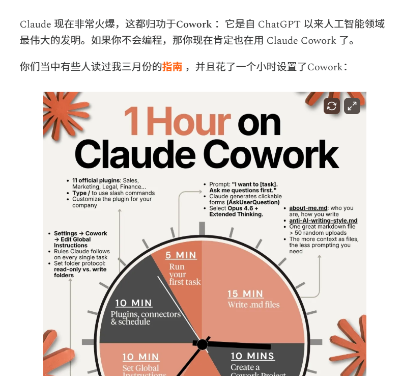 XAMTO_AI's tweet photo. 十个用Claude的人里九个都在白费劲，照着这张路线图走，你能省下半年的摸索时间。

说真的，我见过太多人打开Claude，随手问几句，然后摇摇头说“也就这样”，转头继续回去用GPT。

不是Claude不行，是你根本没入门。

我整理了一套从小白到专家的完整学习路径，4个级别，认真花一天时间，你能跨越别人半年的摸索期。

1️⃣ 第一级：24分钟，先把基础打牢

别觉得基础没用，很多人连Claude的设置界面都没配置对，就开始抱怨效果差。这就好比你买了一台跑车，连座椅都没调好就说车不行。先把这两篇看了：

🔗 Claude傻瓜指南：https://t.co/VA1udvXn3t
🔗 Claude设置：https://t.co/oCFiZQYTmo
这两篇加起来不到半小时，但能帮你避开80%新手踩的坑。

2️⃣ 第二级：1小时，开始真正干活

光会聊天没用，要让Claude嵌进你的工作流里。这一级有6篇，覆盖协作、团队、设计、项目、PPT、技能，全是实操向的，不是那种看完啥也不会的废话文章：

🔗 Claude协作：https://t.co/tMcuFGmobT
🔗 Claude团队版：https://t.co/qDYG3vqUHI
🔗 Claude设计：https://t.co/12XE6Q2zMT
🔗 协作+项目：https://t.co/9r6udpEBhm
🔗 Claude幻灯片：https://t.co/yolnSfNENd
🔗 Claude技能：https://t.co/Y9D4RR9Xj4

看完这一级，你就能把Claude从一个聊天工具变成真正的工作搭子。
3️⃣ 第三级：3.5小时，开始拉开差距
这一级才是真正的分水岭。大多数人卡在这里，因为他们不知道Claude有个毛病——它会一直拍你马屁，告诉你你说的都对。这很危险，你以为在用AI，其实在用一个专业捧哏。
这一级你会学到：怎么让Claude说真话、怎么用它写代码、怎么突破使用限制、怎么停止那些根本没用的提示词：
🔗 避免奉承：https://t.co/l0DN0EbrSy
🔗 Claude代码：https://t.co/7BZRMFgtE9
🔗 Claude 101：https://t.co/68x1Us0vT9
🔗 突破Claude限制：https://t.co/6yBV10hwOE
🔗 停止瞎提示：https://t.co/AoGJ3C2IA9
4️⃣ 第四级：8小时，专家模式开启

能走到这一步的人不多，但走到这里你就真的不一样了。这一级讲的是Claude直接操控你的电脑、用API自己构建工具。这才是AI真正的玩法，不是问答，是自动化，是让AI替你干活：

🔗 Claude电脑：https://t.co/Py5Z65luf2
🔗 用Claude API构建：https://t.co/Xeq9KES8fo

走到这里，你已经不是在用AI了，你是在部署AI。

最后说一句，别想着一口气全看完，那样你什么都记不住，看完等于没看。一天学一级，四天之后你对Claude的理解会超过身边99%的人。

那些还在���手乱问的人，和你的差距会越来越大，而且他们自己都不知道。