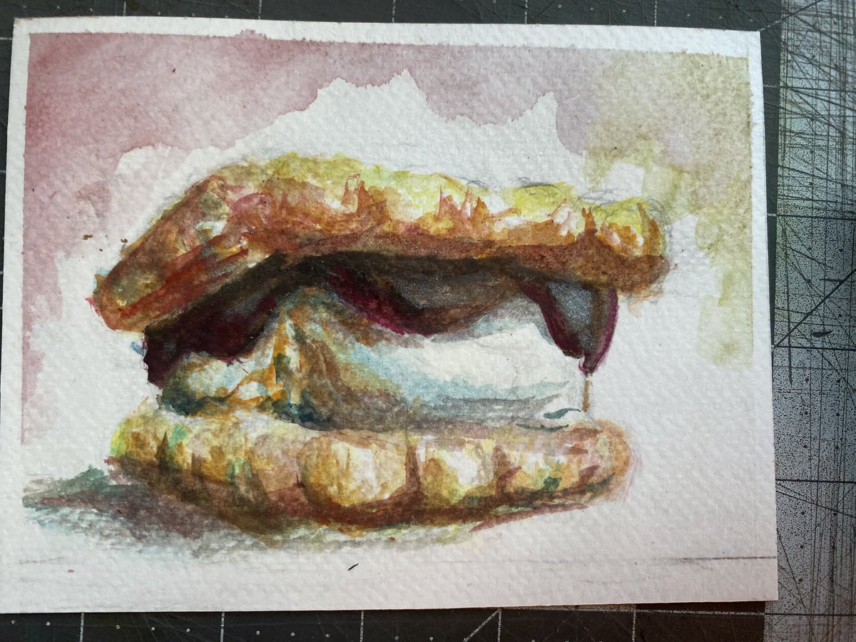 Bears_place13's tweet photo. Hey guys! Heres a drawing of a s’more! Im rather proud of how the chocolate turned out
#art #watercolor #smore https://t.co/h8hf703G2q