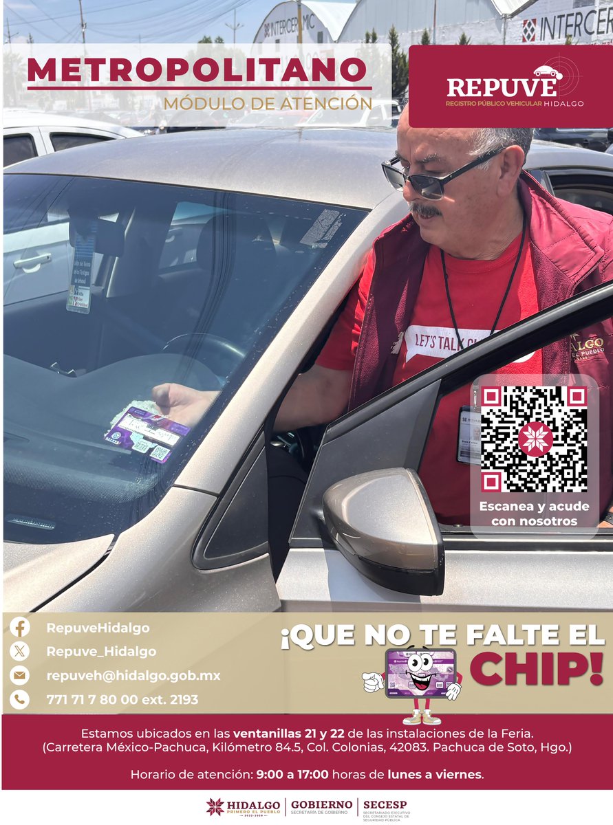 Repuve_Hidalgo's tweet photo. ⚠️ ¡Atención, #Pachuca y #MineralDeLaReforma !

¿Tu vehículo ya está registrado en el REPUVE?
Si aún no, ¡no esperes más! 👇

🚗✅ El trámite es GRATUITO, rápido y te ayuda a proteger tu patrimonio.

#PrimeroElPueblo
#REPUVE
#PorLaPazYSeguridadDeHidalgo https://t.co/6X4nzmuIgU