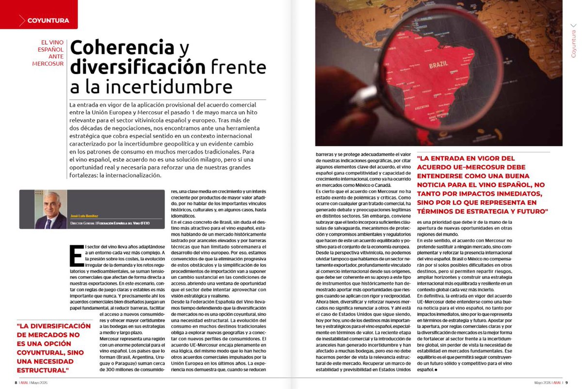 ASEBOR_Ribera's tweet photo. 🍷🌍 José Luis Benítez Robredo, director general de la FEV, analiza el sector vitivinícola español ante retos como los cambios en el consumo, la competencia global o la incertidumbre geopolítica:
https://t.co/V9PbLl2Utf https://t.co/07588cATgc