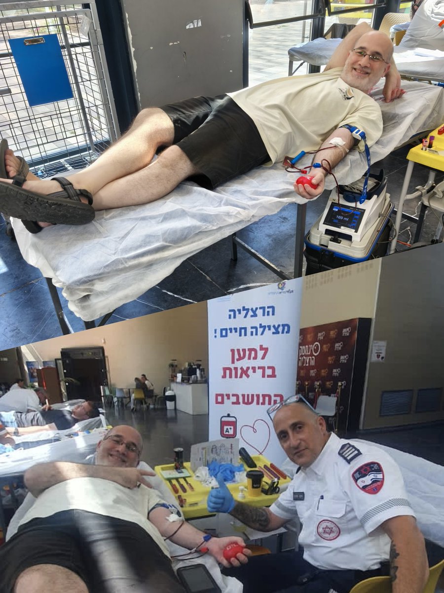 YaronOlami's tweet photo. "וָאֹמַר לָךְ בְּדָמַיִךְ חֲיִי"🩸

הפעם דקרו אותי בבניין שער העיר, בקומת הסינמטק-
וזו התרומה ה-99 שלי, רגע לפני חגיגות המאה❗💯🎊

אין כמו התחושה לרענן את מחזור הדם ולהציל חיים תוך כדי...❣️
ושרק נזכה למצוות🙏🏻😇 https://t.co/8U9HWqoVUW