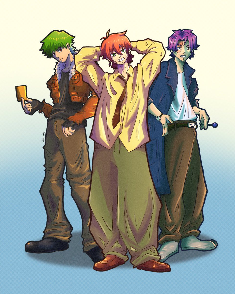 ttv_mako's tweet photo. just 3 guys who run a thrift store by day and hunt monsters by night 🌴💥☂️

#ocart #oc #madebymako https://t.co/a1vuyD6mNJ