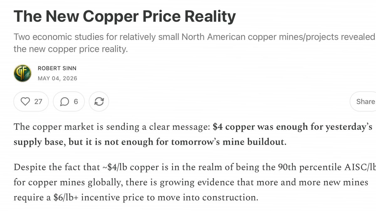 KimberlyMc47678's tweet photo. @unichan_25 Copper is back above the wake up zone and juniors are getting interesting again

Copper around $6.50/lb
Codelco Q1 output down -8.1%
El Teniente down -26%
Cash costs up +10%
EBITDA still up +59% because copper prices are carrying the story

That is the bull case

NovaRed Mining Inc CSE: $NRED current: C$1.80
1Y story: +3,760%
Wilmac: 16,078 ha
Option: 70%
Near Copper Mountain: ~10 km

My target map:

C$1.95
C$2.15
C$2.33
C$3.25

Supply is tight. Demand is growing
$NRED has the torque

I post, you judge

$IREN $ONDS $ACHR