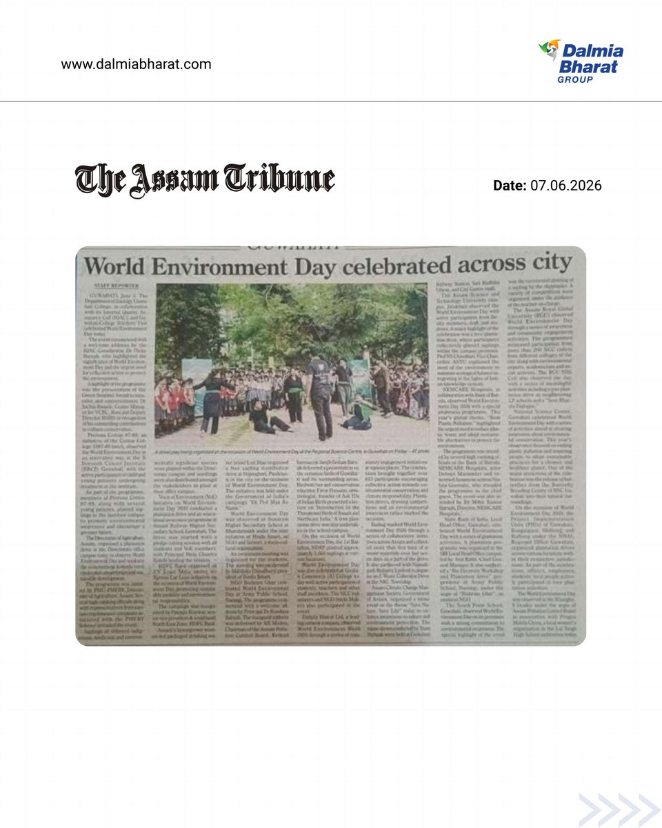 DalmiaBharat's tweet photo. #DalmiaBharat #Sustainability #CorporateResponsibility #MediaCoverage https://t.co/t3bnXQq2NA
