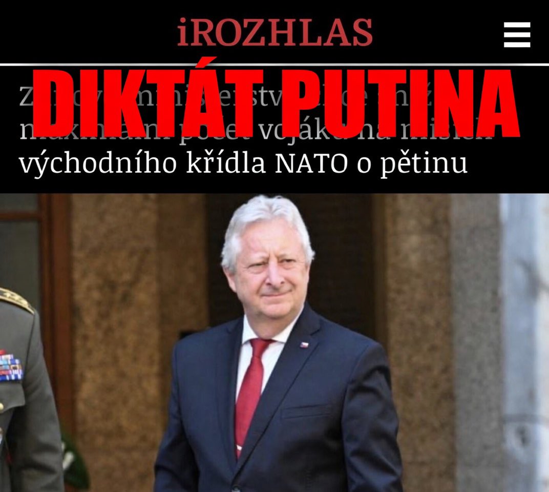 jirilobkowicz1's tweet photo. Zůna plní Putinův rozkaz: Diktát SPD a Okamury s požehnáním Babiše.

Praha – Tohle už není politické rozhodnutí. Tohle je otevřená zrada na NATO, na spojencích i na české bezpečnosti. A je to přímý diktát SPD a Tomia Okamury s plným souhlasem Andreje Babiše a ANO.
Ministerstvo obrany pod generálem ve výslužbě Jaromírem Zůnou (SPD) chce snížit maximální počet českých vojáků na východním křídle NATO o pětinu. V době, kdy ruská vojska vraždí Ukrajince, hybridní útoky Moskvy denně ohrožují Pobaltí a Polsko a NATO se zoufale snaží ukázat sílu, se Česko pod diktátem SPD rozhodlo stáhnout nohu z plynu a dupnout na brzdu.
Toto rozhodnutí muselo projít koaličními partnery – především Andrejem Babišem a hnutím ANO. Bez jejich souhlasu by Zůna nic takového neprosadil. Babiš tedy nese stejnou zodpovědnost jako Okamura.

Diktát SPD a Okamury s Babišovým razítkem.
SPD pod Tomiem Okamurou dlouhodobě šíří kremelské narativy: oslabování NATO, „neprovokovat Rusko“ a laciné šetření na obraně. Teď Okamura přes Zůnu prosadil svůj plán a Babiš mu k tomu dal zelenou. Česko se stává černým pasažérem aliance a aktivně oslabuje východní křídlo.
Tohle není chyba. Tohle je společný program ANO a SPD. Program, který silně voní kremelskými zájmy.
Dopady na Pobaltí a Polsko – bodnutí do zad spojencům
Zatímco Česko couvá, Pobaltí žije v neustálém strachu z ruské invaze. České snížení o 20 % pro ně znamená slabší odstrašení a vzkaz: „Až přijde Rusko, nepočítejte s námi.“
Polsko dává na obranu téměř 4 % HDP – nejvíce v NATO. Poláci masivně nakupují zbraně a riskují pro celý region. My jim za to pliveme do obličeje. Zatímco oni sypou desítky miliard, Babišova ANO-SPD koalice říká: „My tolik dávat nebudeme.“
Tohle je morální i bezpečnostní zrada na zemích, které stojí v první linii.

Zrada na NATO a na vlastních občanech.
Východní křídlo je dnes nejdůležitější obrannou linií aliance. Oslabení přítomnosti tam vysílá Rusku jasný signál: „Můžete dál testovat.“ A Česko bude mezi prvními, kdo to pocítí.
Zatímco Poláci dávají téměř 4 % HDP, Babiš, Zůna a Okamura hledají, kde ušetřit na vlastní zradě.

Jaromír Zůna není žádný generál. Je to věčná loutka Moskvy, která si celou kariéru nosila kremelské nitky. Vždycky stál na špatné straně – a teď to korunoval otevřenou kapitulací. Zůna, který se celý život plazil před ruskými zájmy, právě zasadil české armádě a NATO dýku do zad.
A Andrej Babiš mu k tomu ochotně podržel nůž.
Hanba.
Kdo toto schválí, nebude ministr obrany. Bude to ministr kapitulace Okamurovy SPD a jeho moskevský přisluhovač Zůna, kterému Babiš a ANO dali mandát.
Česko si to bude ještě velmi dlouho pamatovat.