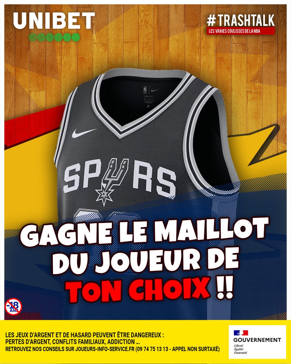 TrashTalk_fr's tweet photo. 🚨 GAGNE LE MAILLOT DU JOUEUR DE TON CHOIX DES SPURS ! 🚨

Ils sont jeunes, ils sont beaux, ils sont finalistes 🧡🩷💙

Pour ces Playoffs 2026, on fait gagner 1 maillot différent CHAQUE SEMAINE avec Unibet ! 🎁

Pour jouer :
1️⃣ RT CE POST
2️⃣ FOLLOW @TrashTalk_fr
3️⃣ FOLLOW @UnibetFrance

(Tirage au sort le 15/06)