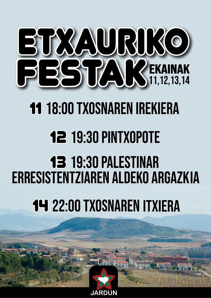 Nafarroa_Jardun's tweet photo. Asteburu honetan Etxauriko jaietan txosna jarriko dugu.
 
Hemen duzue antolatu dugun egitaraua.

Independentzia eta sozialismoa! https://t.co/SM0yV3sycl