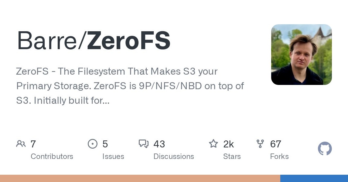 _pierre_barre's tweet photo. ZeroFS makes S3 behave like a real POSIX filesystem and block device (NFS / 9P / NBD), with microsecond latencies, always-on encryption, and S3 pricing.