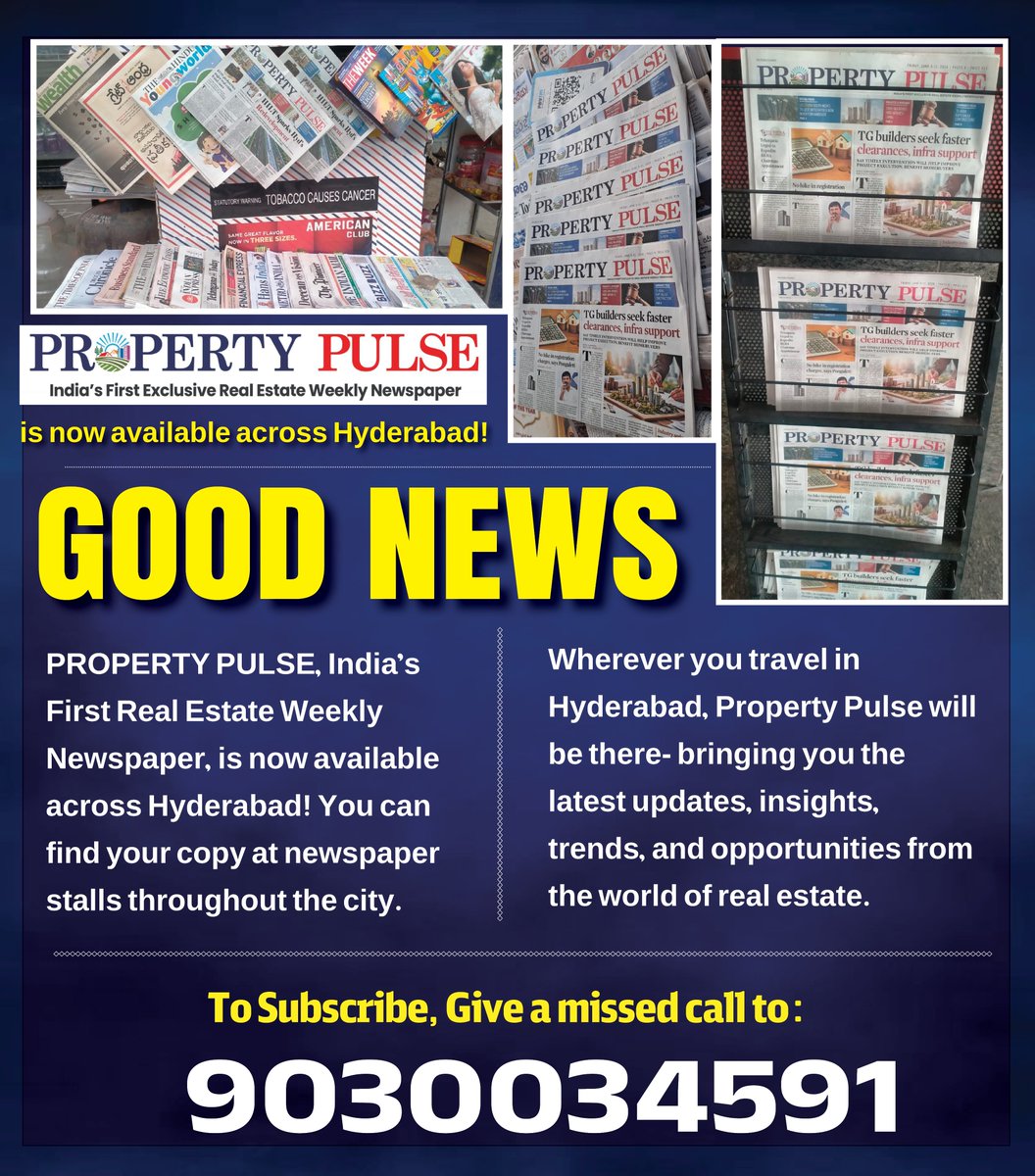 regpaper1's tweet photo. GOOD NEWS
@property_pulse26
To Subscribe,
Give a missed call to: 9030034591
#PropertyPulse #HyderabadRealEstate #RealEstateNews #PropertyUpdates #HyderabadHomes #RealEstateTrends #PropertyInvestment #HyderabadLiving #RealEstateInsights #HomeBuyersGuide https://t.co/ujebpjfqAs