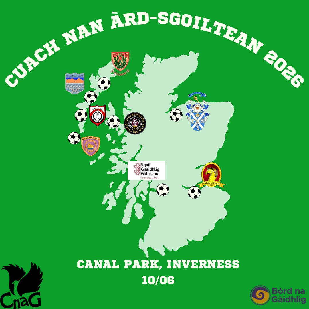 cnag_Alba's tweet photo. ⚽Cuach nan Àrd-sgoiltean 2026🏆

A-màireach. Pàirce, Chanal Inbhir Nis

⚽Sgoil MhicNeacail
⚽Sgoil Sir E Scott
⚽Sgoil Lionacleit
⚽Sgoil Bhàgh a' Chaisteil
⚽Àrd-sgoil Phort Rìgh
⚽Acadamaidh Rìoghail Inbhir Nis
⚽Àrd-sgoil Sheumais Ghilleasbuig
⚽Àrd-sgoil Ghàidhlig Ghlaschu https://t.co/hMWv7VKlgL