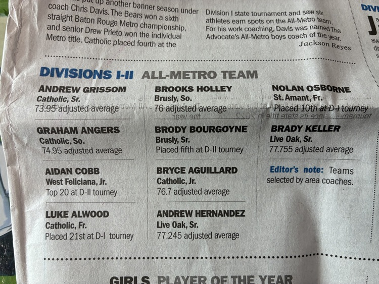 wbrpanthers's tweet photo. Congrats to Brody, Brooks, &amp; Maci for making all metro ⛳️ Maci was the Player of the Year &amp; Coach Williams, the Coach of the Year👏👏👏 https://t.co/rENsSOVKjz