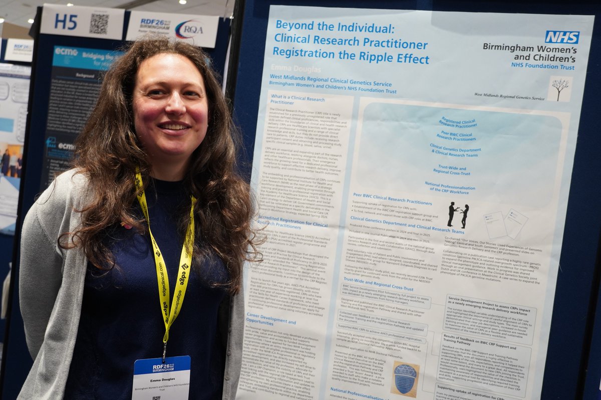 brum_team's tweet photo. Pleased to present a poster on the benefits of registration for #ClinicalResearchPractitioners at this year’s #RDF26 Conference, on UK health and care research, held in #Birmingham. 
#HealthcareResearch #UKHealthcare #CRPs #ClinicalResearchPractitioner #AHCS https://t.co/5zWEwLHKUW