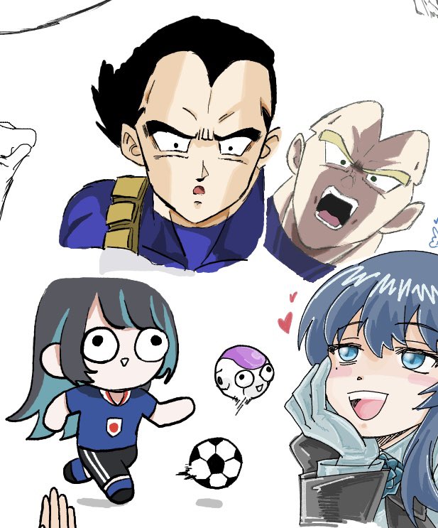 のえさんの絵チャにお邪魔しました！ ベジータとサッカーﾁｬﾝﾄﾞを描い