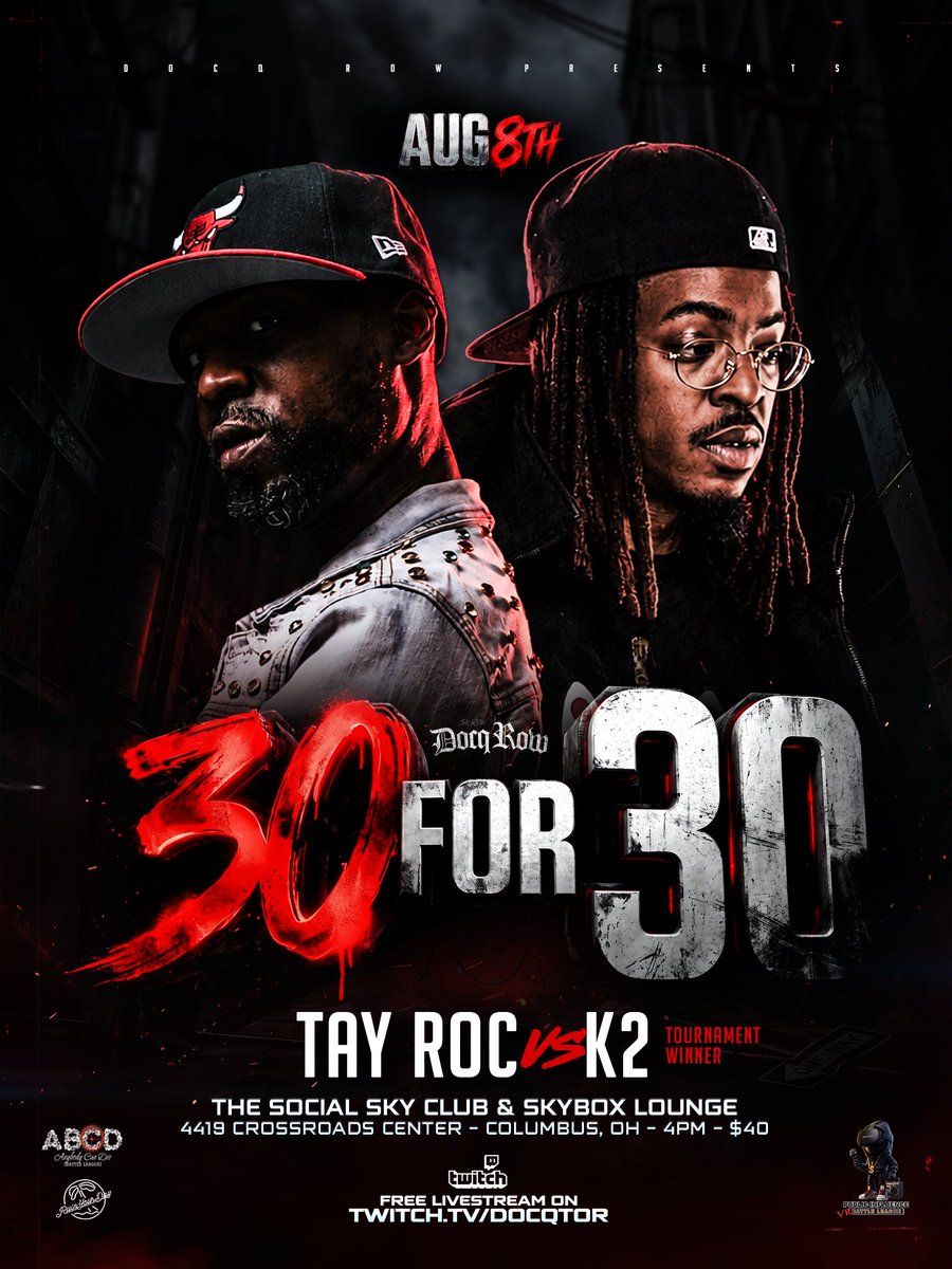 DocQtorr's tweet photo. Tay Roc vs K2

Hosted by 🤫 

August 8th

4PM EST
Columbus, Ohio

Live and for free on @Twitch
https://t.co/0ffZKcfw4I

$40 (DM FOR TICKETS OR AT THE DOOR)

#FreeGeechiGotti
#FreeBillCollector 

POWERED BY #DocQRow • @PIBLeague https://t.co/94FqVGIGIB