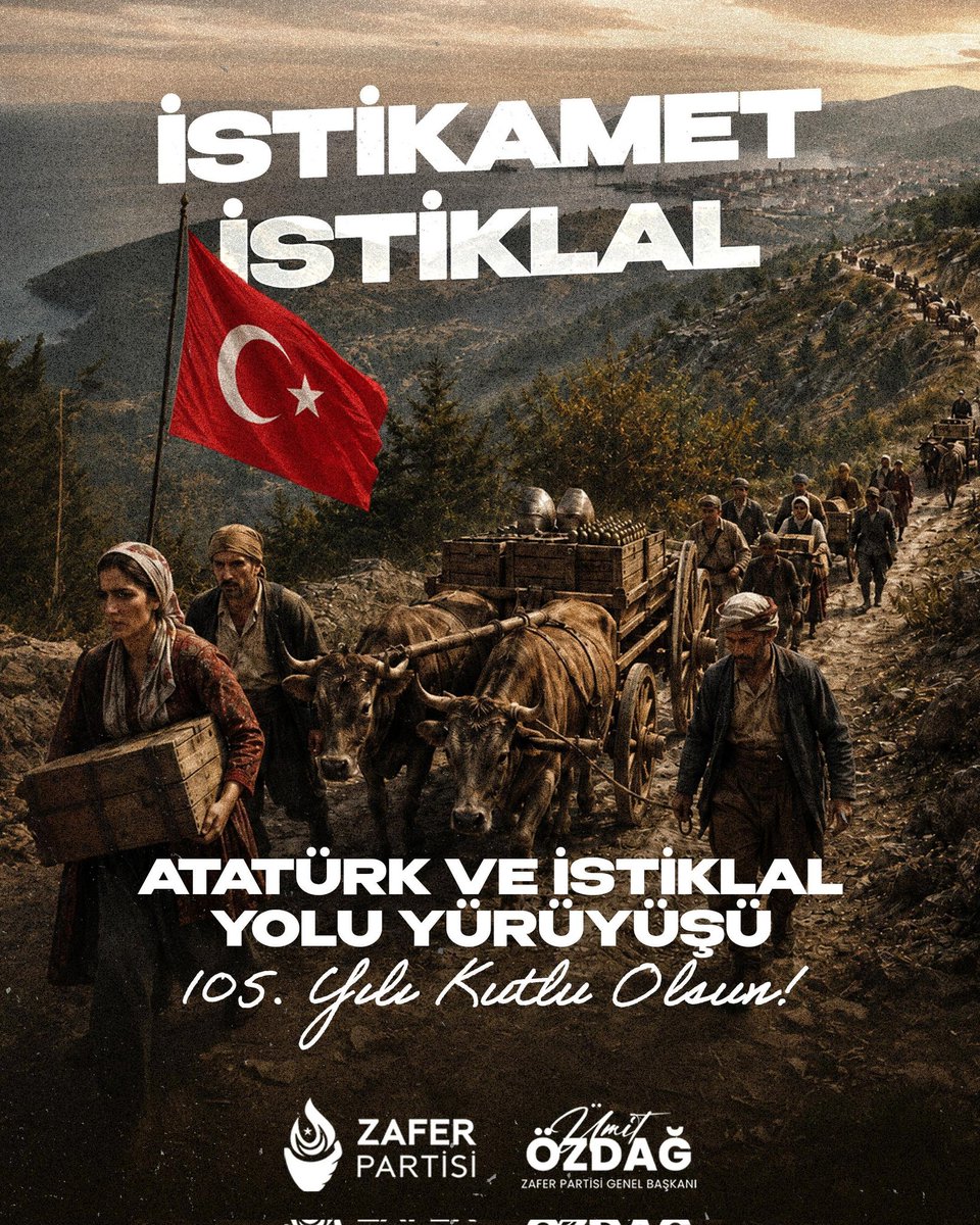 umitozdag's tweet photo. Cumhuriyetimizin 100. yılında Zafer Partisi olarak İnebolu'dan Ankara'ya cephanelerin taşındığı, İstiklal Savaşı'nın kaderinin yazıldığı 340 kilometrelik İstiklal Yolu'nda yürümüş, aziz şehitlerimizin ruhlarını şad etmiştik.

Bugün İstiklal Yolu Şeref ve Kahramanlık Günü'nün 105. yıl dönümünde bir kez daha başta Gazi Mustafa Kemal Atatürk olmak üzere, tüm İstiklal mücadelesi kahramanlarımızı saygı, rahmet ve dualarla anıyorum.