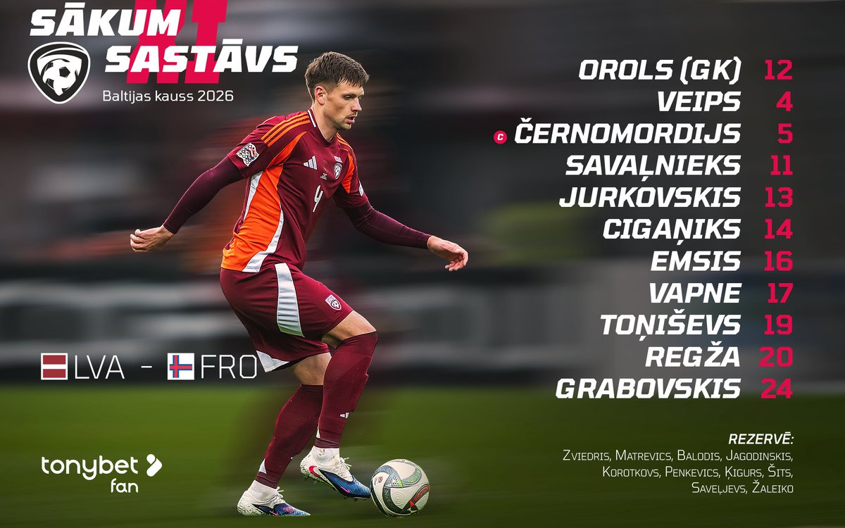 kajbumba's tweet photo. Sākumsastāvā trīs izmaiņas. Uz priekšu!

🏟️ @LNKparks 
🎟 𝗹𝗳𝗳.𝗹𝘃/𝗯𝗶𝗹𝗲𝘁𝗲𝘀
📺 𝗟𝗧𝗩𝟳 tiešraide no 1⃣7⃣:3⃣0⃣

#LatvijasIzlase #11vilki #LVAFRO | @Tonybetfan https://t.co/UGyjdq6f5I