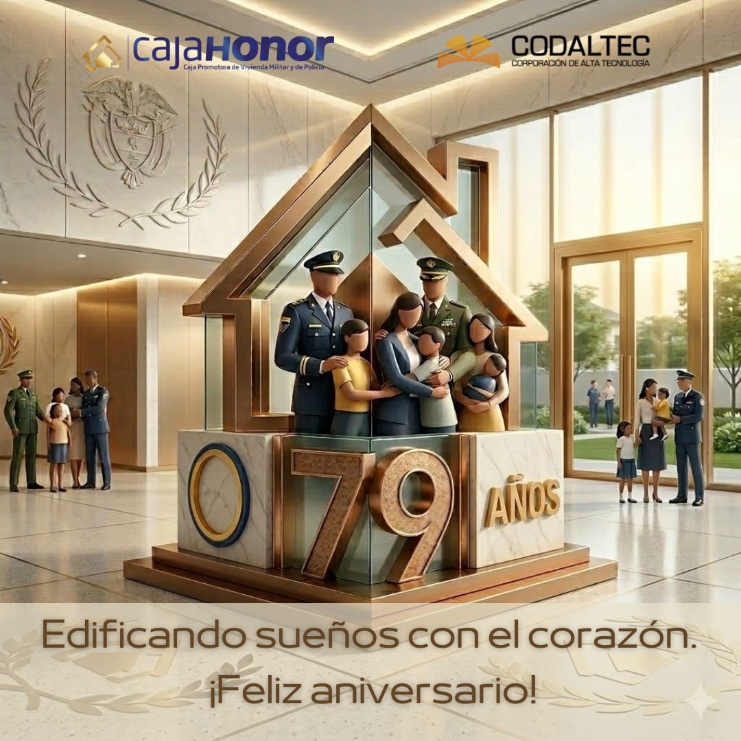 Codaltec's tweet photo. 🎉 Felicitamos a Caja Honor por sus 79 años de servicio y compromiso con el bienestar de la Fuerza Pública y sus familias.

Gracias por seguir edificando sueños con el corazón. 🏡

¡Feliz aniversario! 🎊

#CajaHonor #79Años #SomosGSED #Codaltec https://t.co/L9CZst0Ye3
