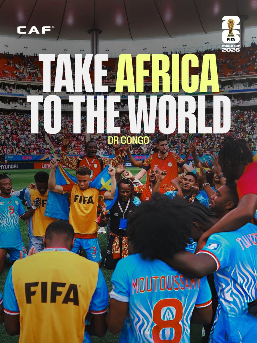 caf_online_FR's tweet photo. Le football représente quelque chose en RDC.

C’est ce qui rassemble les peuples.
C’est ce qui crée des héros.
C’est ce qui inspire des générations.

Kinshasa est derrière vous.
L’Afrique est derrière vous.
Nous voyageons ensemble.

Emmenez l’Afrique à la #FIFAWorldCup, RDC. 🇨🇩🌍 https://t.co/95Y6d0xxhN