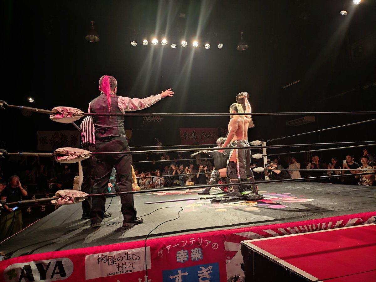 175t2's tweet photo. #basara_pw 2026/6/9 新木場1stRing
#アイアンフィストタッグ選手権
👑#愛人タッグ vsトランザム☆ヒロシ&amp;本田アユム🥋

あまりにセミの衝撃💥で
あまり試合内容が頭に入ってこなかった💪💪💪 https://t.co/LpiDTM9ZAc