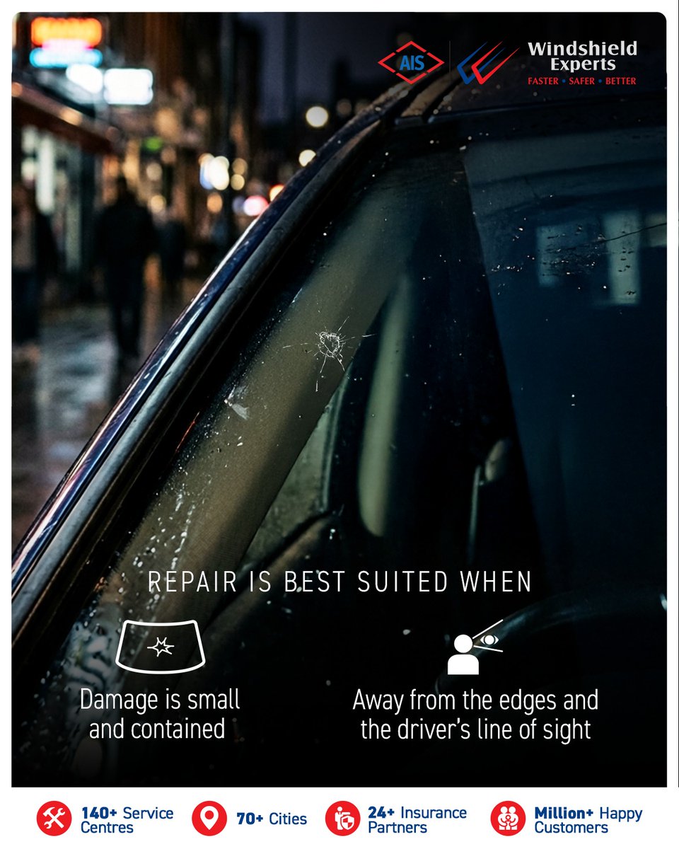 WindshieldExprt's tweet photo. Most windshield chips can be repaired if addressed early.
A small, timely fix helps prevent the damage from spreading and keeps the process quick and efficient.
Delaying it can make the repair more complex over time.
Act early to keep it simple.
We are #OneCallAway. https://t.co/cyb1i3oaLM