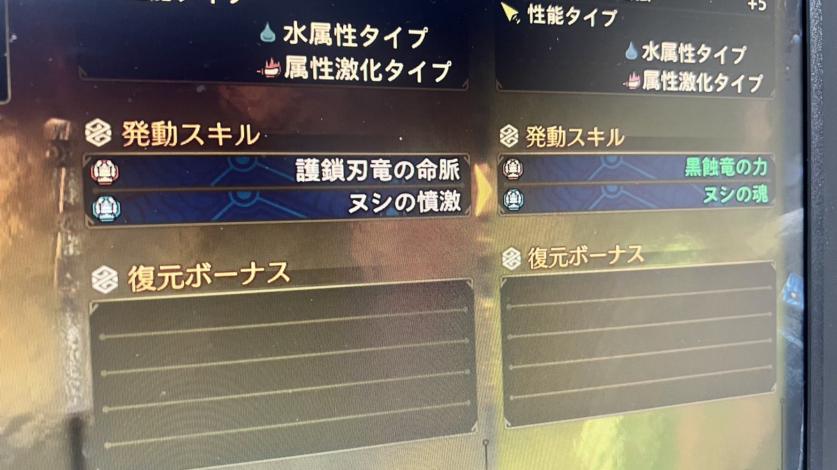 rogu_l's tweet photo. モンハン復帰勢すぎて全くわかんないけど良さげなのでた！
双剣の装備教えてくださいな
 #モンハン  #ワイルズ  #モンハンワイルズ https://t.co/7mmkrBwmM2