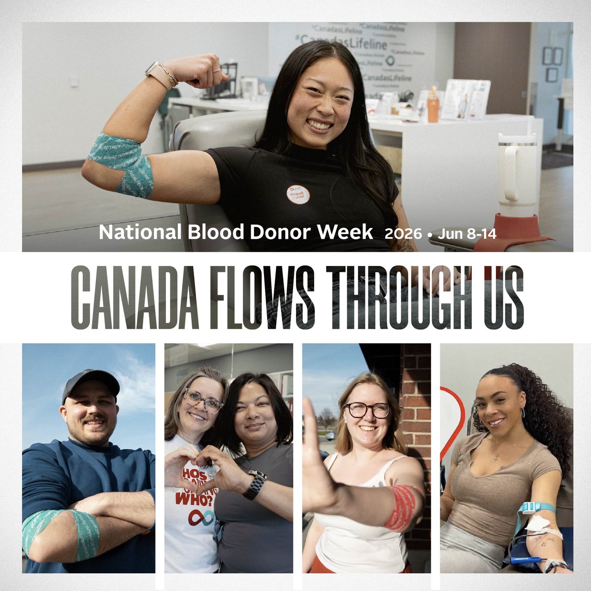 CanadasLifeline's tweet photo. It’s National Blood Donor Week 💪❤️‍🔥

Canada flows through us—powered by donors from coast to coast. Your compassion connects us in ways that are felt in every heartbeat.

Drop a heart to thank donors across Canada ❤️🇨🇦 https://t.co/SGl2ZloMWL
