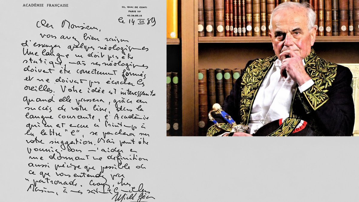 sensemat's tweet photo. 📚✍️ En 1988, lorsque j’ai écrit mon premier livre, LA PATRONADE, je ne me doutais pas qu’il attirerait l’attention de Michel Déon, membre de l’Académie française. 🇫🇷🏛️

📜 Quelques mois plus tard, il m’adressait une lettre manuscrite soulignant tout l’intérêt qu’il portait au titre de mon ouvrage, qu’il considérait comme un néologisme particulièrement séduisant. ✨🖋️

📚 Au fil des années, je n’ai jamais cessé d’écrire : articles, essais et ouvrages ont accompagné mon parcours d’entrepreneur et d’auteur. 🚀

📖 L’écriture reste pour moi une aventure, un moyen de transmettre des idées, des expériences et une certaine vision de la vie. 💡🌍

🌐 Jean-Claude Sensemat | https://t.co/0ZfS6pjbWZ | 🇫🇷 🇬🇧